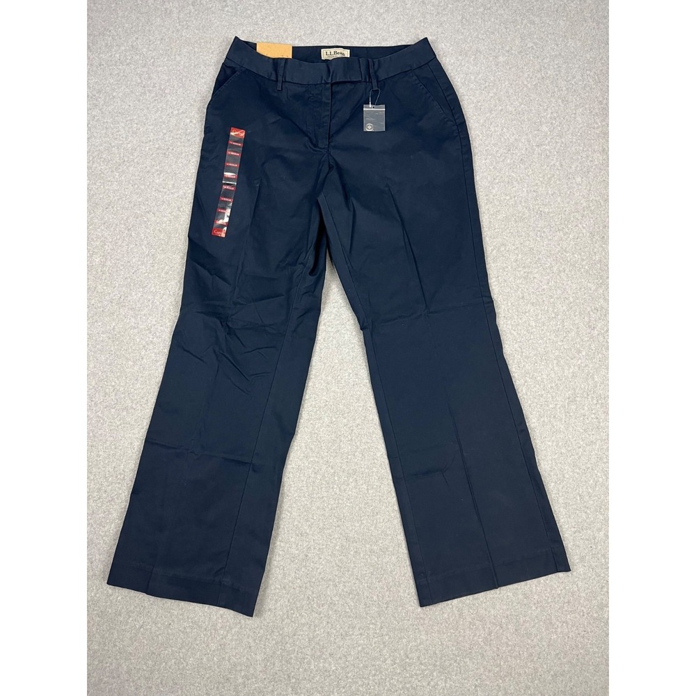 LL Bean Pants Womens 14 Regular Navy Curvy Favorite Fit Wide Leg Stretch